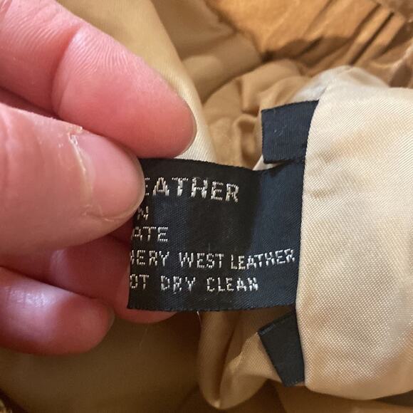 Tannery West Tan Vintage Jogger Style Buttery Leather Pants Sz 32 Elastic Lined - Picture 4 of 12